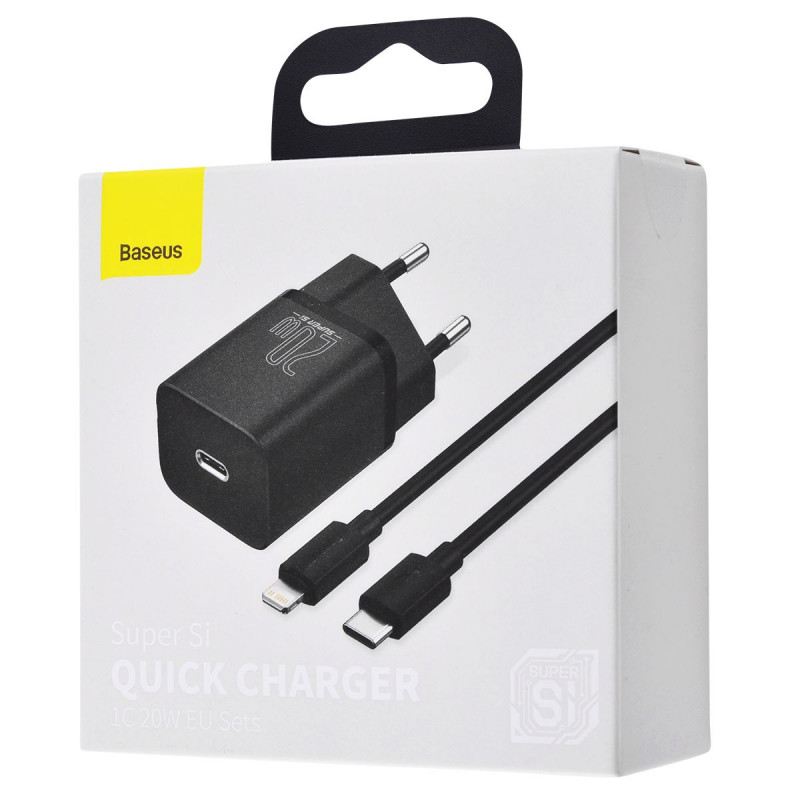 МЗП Baseus Super Silicone Quick Charger 20W (Type-C) + Кабель Type-C to Lightning - Купить в Украине за 599 грн - изображение №3
