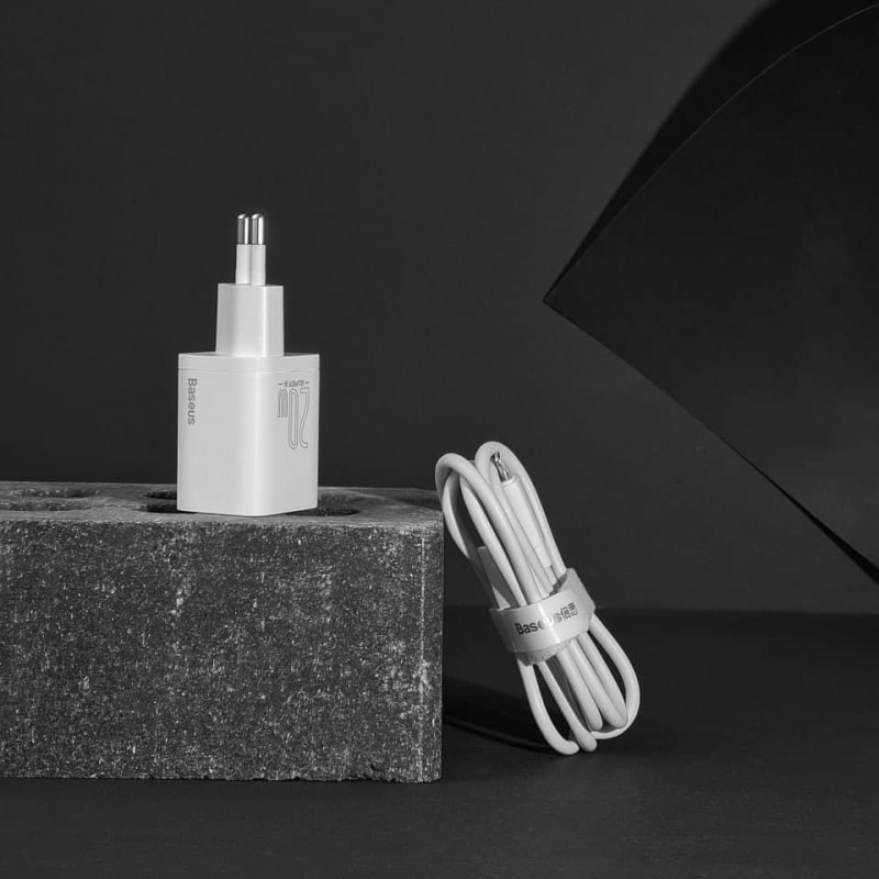 МЗП Baseus Super Silicone Quick Charger 20W (Type-C) + Кабель Type-C to Lightning - Купить в Украине за 599 грн - изображение №5